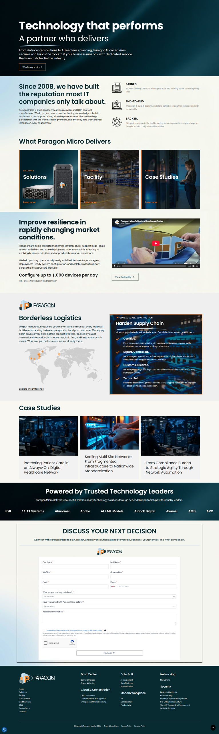 Paragon Micro B2B homepage preview