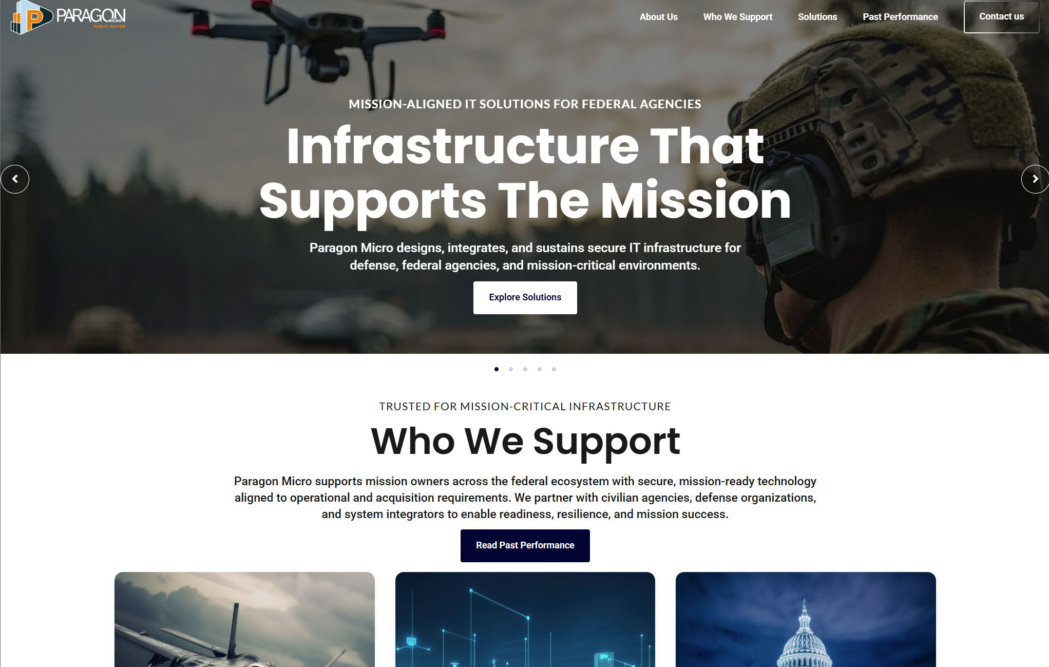 Website for Paragon Micro Public Sector