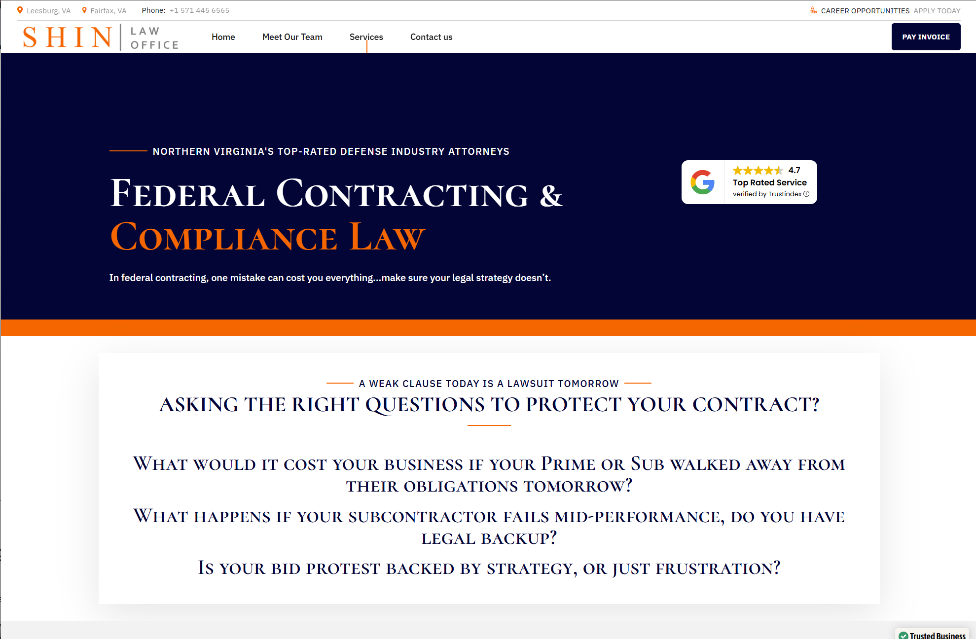 Shin Law Office website