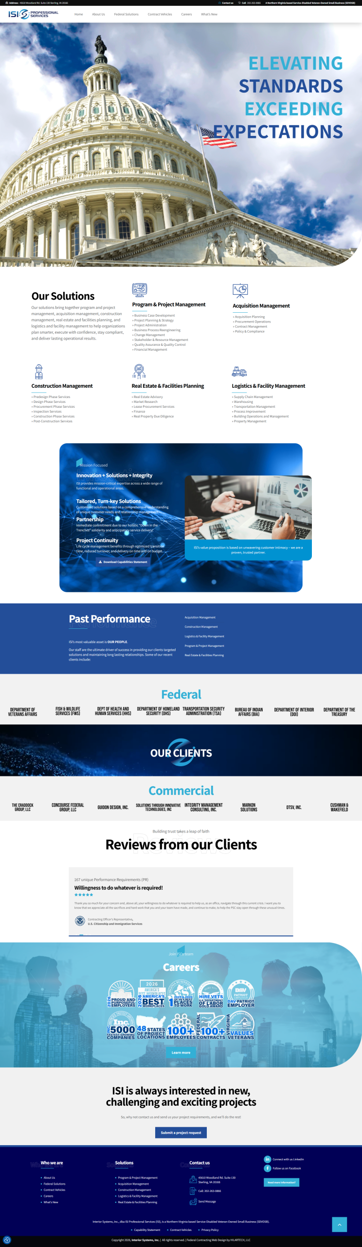 ISI Professional Services homepage preview