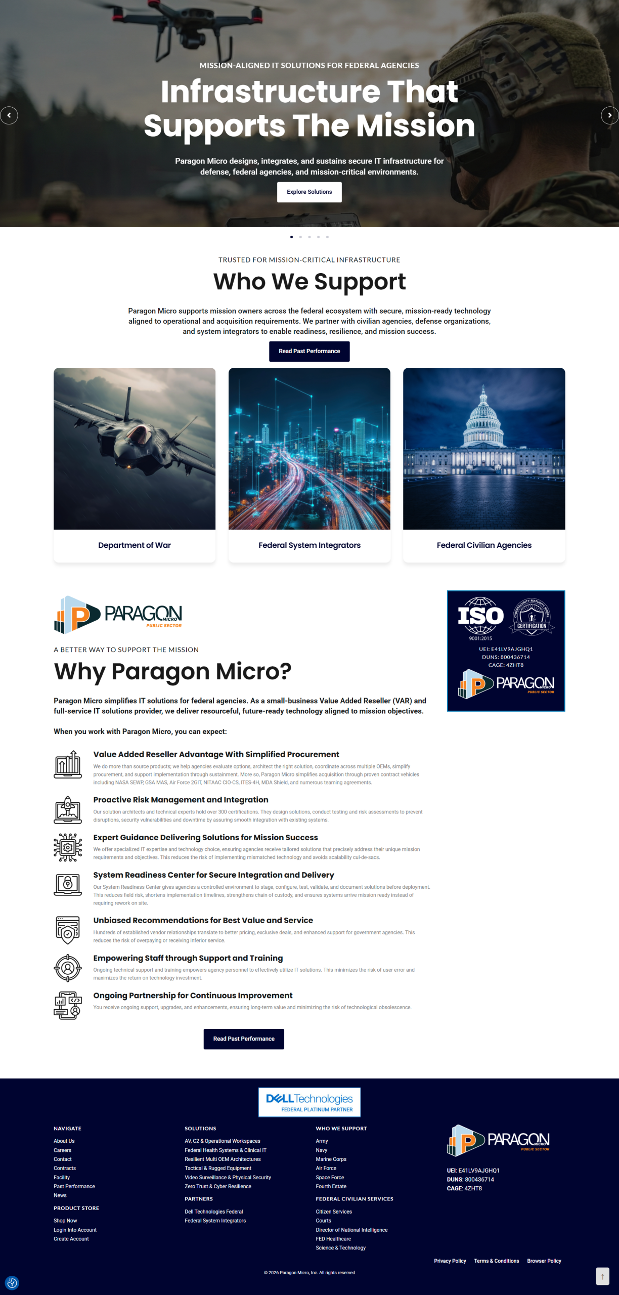 Paragon Micro Public Sector homepage preview