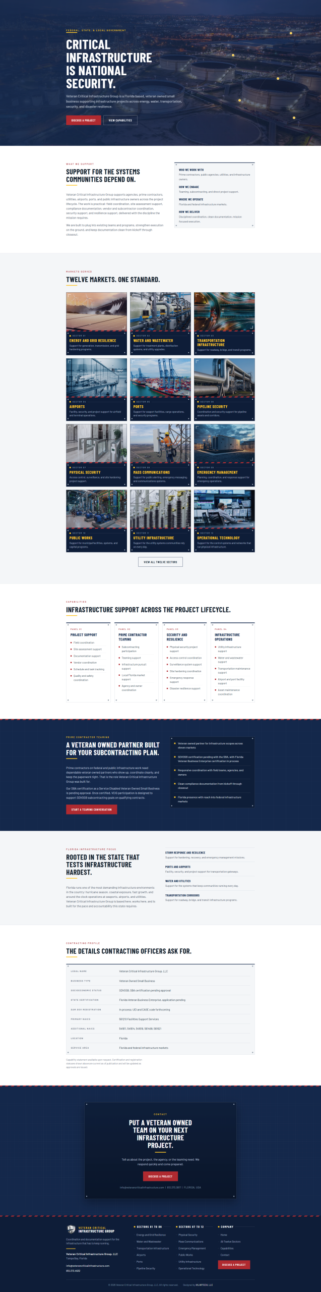 Veteran Critical Infrastructure Group website full homepage scrolling preview
