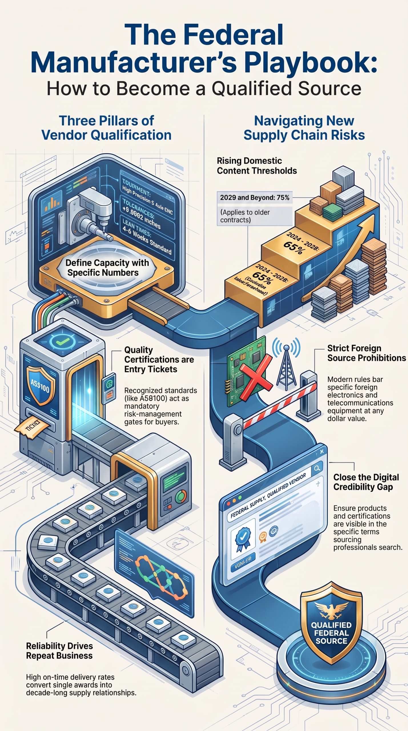 How Do Manufacturers Win Federal Contracts? How Do Manufacturers Win Federal Contracts?,Commercial to Government,Federal-Manufacturer-Qualification-Playbook