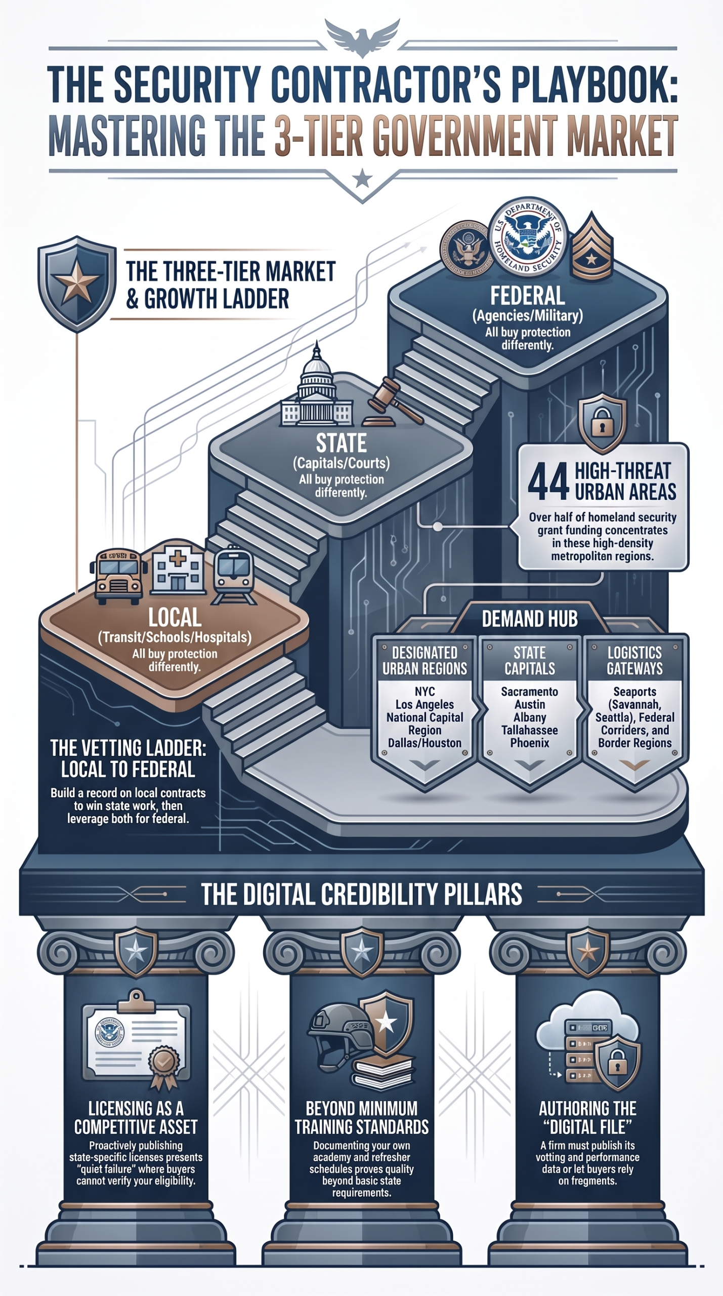 How Do Security Firms Win Government Contracts? How Do Security Firms Win Government Contracts?,Commercial to Government,Government-Security-Contractor-Playbook