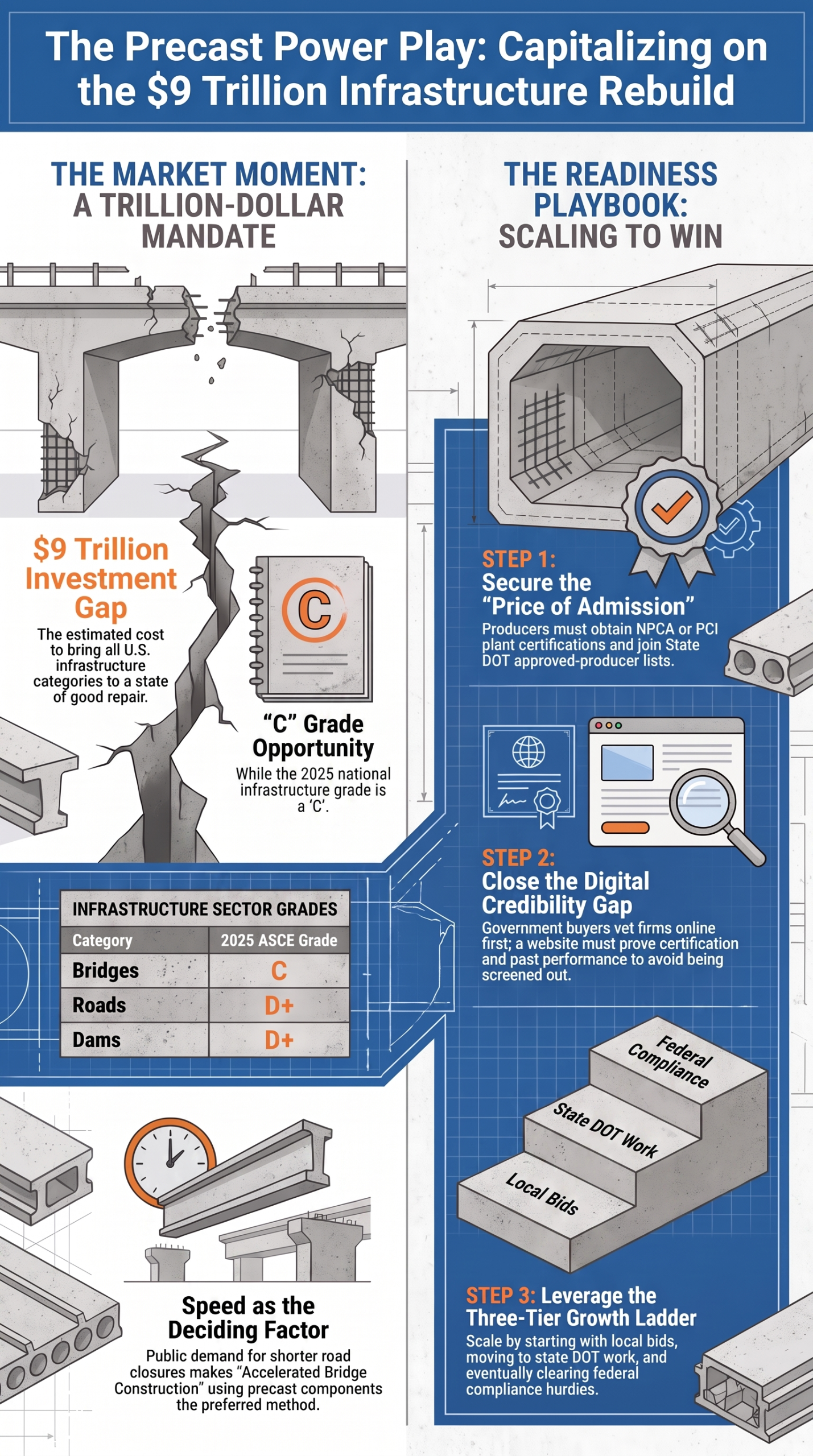 How Do Precast Firms Win Federal Infrastructure Work? How Do Precast Firms Win Federal Infrastructure Work?,Commercial to Government,Precast Infrastructure Market Growth Playbook